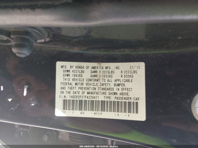 Продаж на аукціоні авто 2015 Honda Accord Sport, vin: 1HGCR2F57FA228471, номер лоту: 46092259