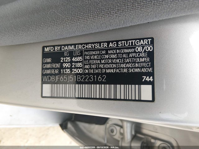 Продажа на аукционе авто 2001 Mercedes-benz E 320, vin: WDBJF65J51B223162, номер лота: 46092289