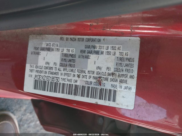 Aukcja sprzedaży 2014 Mazda Mazda2 Sport, vin: JM1DE1KZ1E0186790, numer aukcji: 46092320