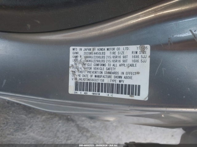 Aukcja sprzedaży 2006 Honda Cr-v Ex, vin: JHLRD78856C021158, numer aukcji: 46092323
