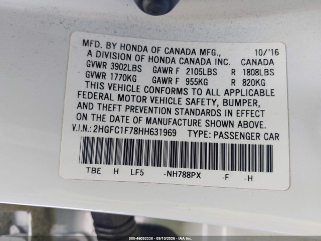 Honda Civic Ex-l 2017 2HGFC1F78HH631969 Image 9