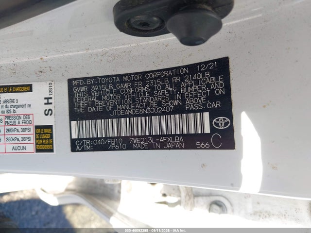 Toyota Corolla Hybrid Le 2022 JTDEAMDE8N3002407 Image 9