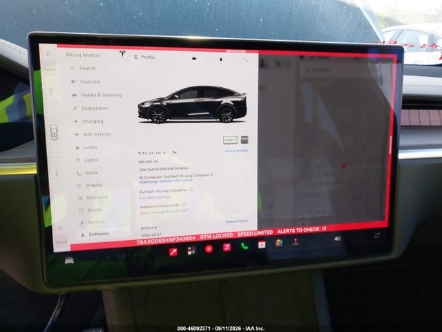 2022 Tesla Model X Dual Motor All-wheel Drive/plaid Tri Motor All-wheel Drive მანქანა იყიდება აუქციონზე, vin: 7SAXCDE5XNF343654, აუქციონის ნომერი: 46092371