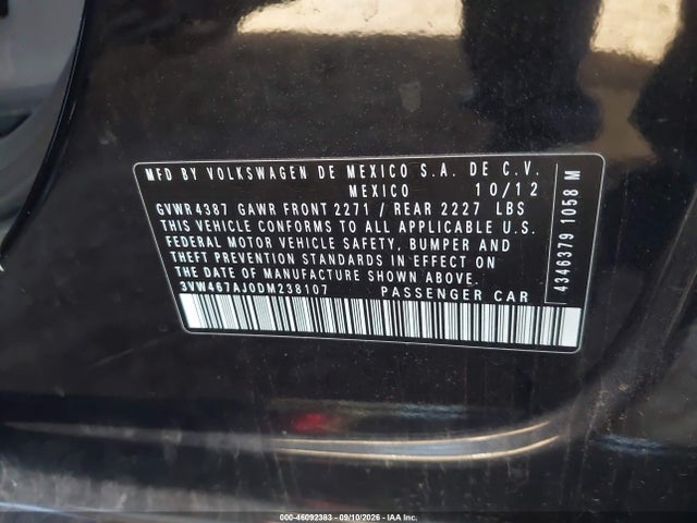 Продаж на аукціоні авто 2013 Volkswagen Jetta Gli Autobahn, vin: 3VW467AJ0DM238107, номер лоту: 46092383