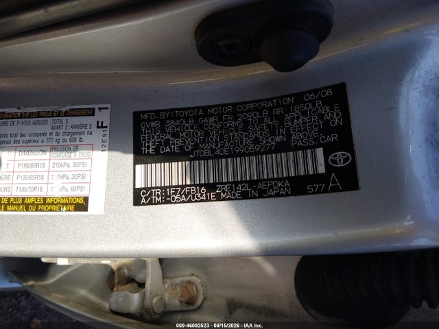 Продаж на аукціоні авто 2009 Toyota Corolla Le, vin: JTDBL40E199059277, номер лоту: 46092523