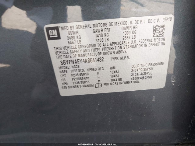 Aukcja sprzedaży 2010 Cadillac Srx Luxury Collection, vin: 3GYFNAEY4AS641432, numer aukcji: 46092584
