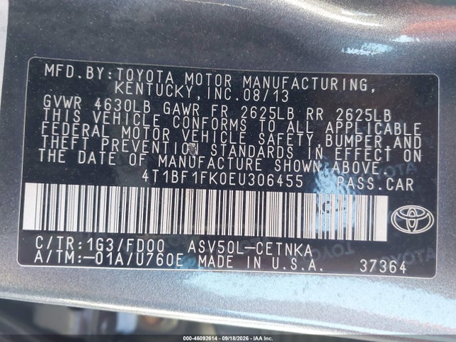 Продаж на аукціоні авто 2014 Toyota Camry Le, vin: 4T1BF1FK0EU306455, номер лоту: 46092614