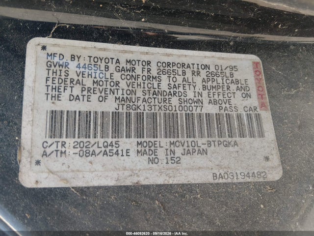 Продаж на аукціоні авто 1995 Lexus Es 300, vin: JT8GK13TXS0100077, номер лоту: 46092620