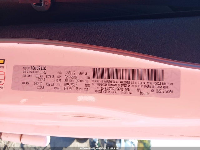 46092628 :رقم المزاد ، 1C4BJWDG7GL154701 vin ، 2016 Jeep Wrangler Unlimited Sport مزاد بيع