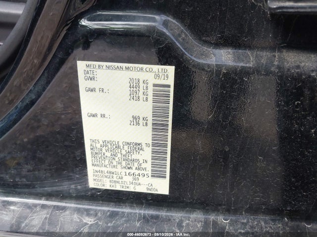 Продаж на аукціоні авто 2020 Nissan Altima S Intelligent Awd, vin: 1N4BL4BW1LC166495, номер лоту: 46092673