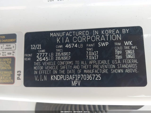 Продаж на аукціоні авто 2023 Kia Sportage Lx, vin: KNDPU3AF1P7036725, номер лоту: 46092713