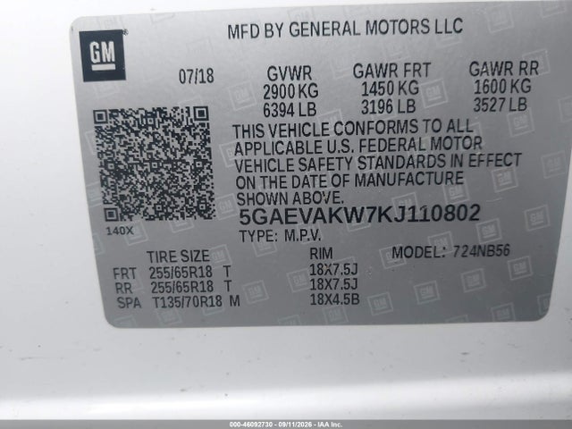 Продаж на аукціоні авто 2019 Buick Enclave Awd Essence, vin: 5GAEVAKW7KJ110802, номер лоту: 46092730