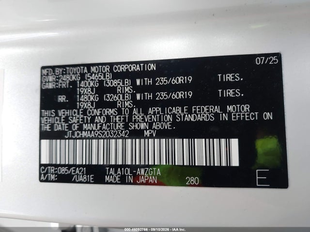 Aukcja sprzedaży 2025 Lexus Rx 350 Premium, vin: JTJCHMAA9S2032342, numer aukcji: 46092766