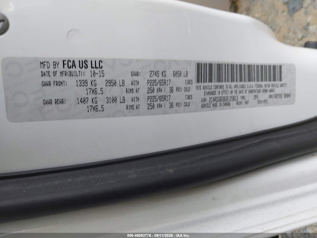 Продаж на аукціоні авто 2016 Dodge Grand Caravan American Value Pkg, vin: 2C4RDGBG8GR125813, номер лоту: 46092776