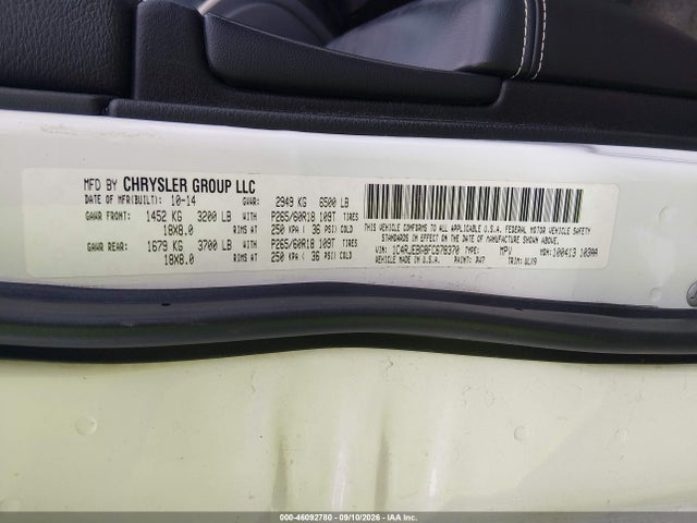 Aukcja sprzedaży 2015 Jeep Grand Cherokee Limited, vin: 1C4RJEBG8FC678370, numer aukcji: 46092780