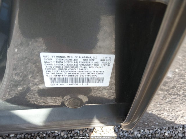 Продажа на аукционе авто 2011 Honda Pilot Lx, vin: 5FNYF4H20BB051243, номер лота: 46092820