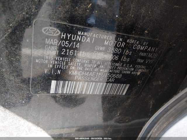 46092849 :رقم المزاد ، KMHDH4AE1EU150688 vin ، 2014 Hyundai Elantra Limited مزاد بيع