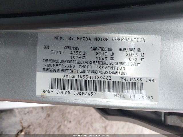 Продаж на аукціоні авто 2017 Mazda Mazda6 Grand Touring, vin: JM1GL1W53H1129483, номер лоту: 46092871