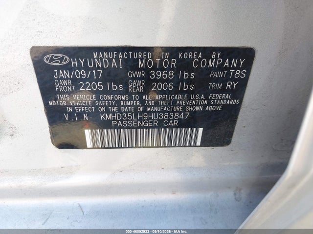 46092933 :رقم المزاد ، KMHD35LH9HU383847 vin ، 2017 Hyundai Elantra Gt مزاد بيع