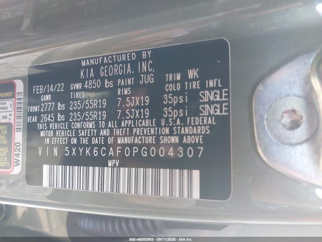2023 Kia Sportage X-line მანქანა იყიდება აუქციონზე, vin: 5XYK6CAF0PG004307, აუქციონის ნომერი: 46092955