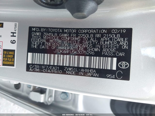 Toyota Prius Limited 2019 JTDKARFU5K3075296 Image 9