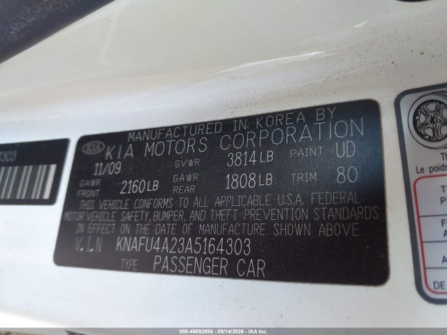 Продаж на аукціоні авто 2010 Kia Forte Ex, vin: KNAFU4A23A5164303, номер лоту: 46092998