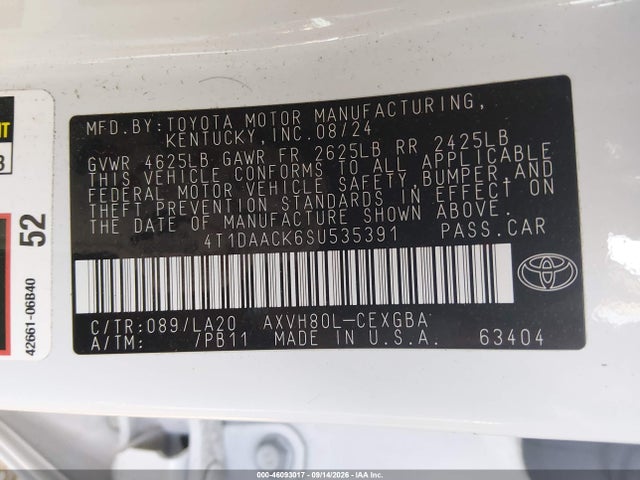 Продажа на аукционе авто 2025 Toyota Camry Xle, vin: 4T1DAACK6SU535391, номер лота: 46093017
