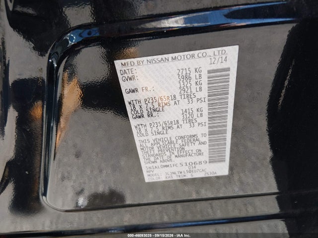 Продаж на аукціоні авто 2015 Infiniti Qx60, vin: 5N1AL0MM1FC510689, номер лоту: 46093025