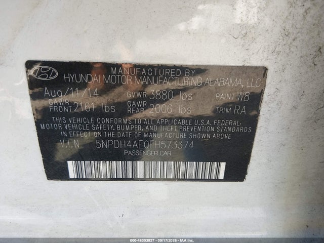Hyundai ELANTRA SE 2015 5NPDH4AE0FH573374 Image 9