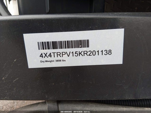 46093092 :رقم المزاد ، 4X4TRPV15KR201138 vin ، 2019 Forest River No Boundaries مزاد بيع