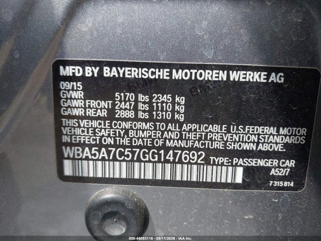 Продажа на аукционе авто 2016 Bmw 528i Xdrive, vin: WBA5A7C57GG147692, номер лота: 46093116