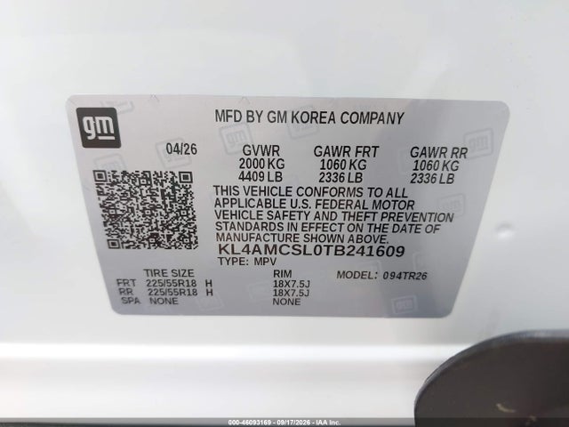 46093169 :رقم المزاد ، KL4AMCSL0TB241609 vin ، 2026 Buick Encore Gx Preferred Awd مزاد بيع