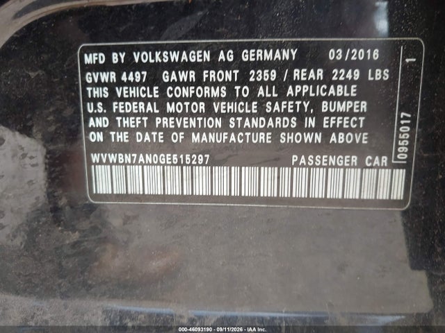 WVWBN7AN0GE515297 Volkswagen Cc 2.0t Sport