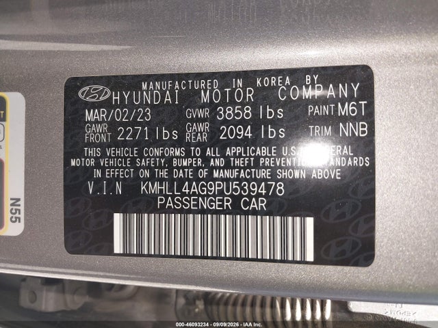 46093234 :رقم المزاد ، KMHLL4AG9PU539478 vin ، 2023 Hyundai Elantra Se مزاد بيع