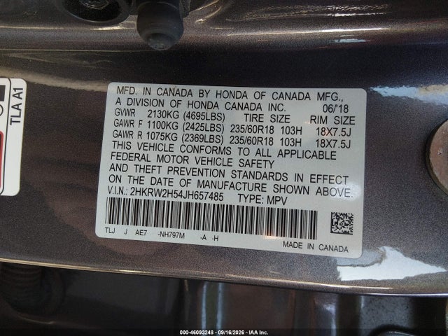 Aukcja sprzedaży 2018 Honda Cr-v Ex, vin: 2HKRW2H54JH657485, numer aukcji: 46093248