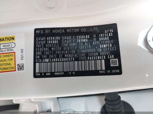 JHMFL4H95SX002573 Honda Civic Hybrid Sport Touring