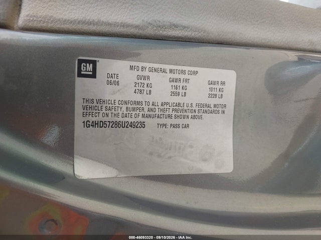 2006 Buick Lucerne Cxl მანქანა იყიდება აუქციონზე, vin: 1G4HD57286U249235, აუქციონის ნომერი: 46093320