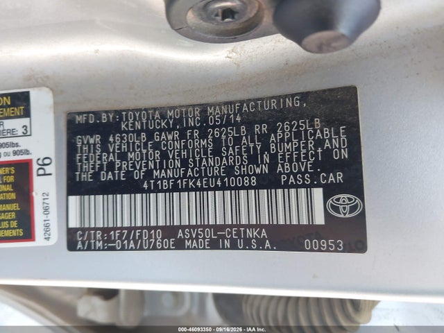 2014 Toyota Camry Le მანქანა იყიდება აუქციონზე, vin: 4T1BF1FK4EU410088, აუქციონის ნომერი: 46093350