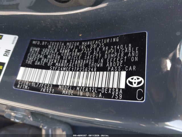5YFS4MCE1TP256248 Toyota COROLLA SE