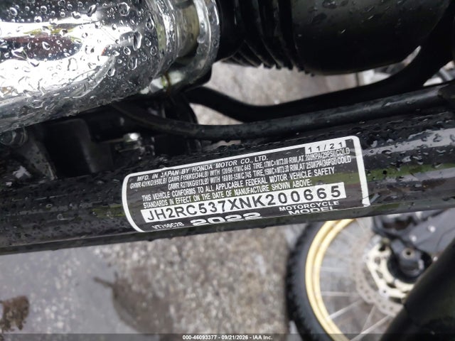 2022 Honda Vt750 C2b მანქანა იყიდება აუქციონზე, vin: JH2RC537XNK200665, აუქციონის ნომერი: 46093377
