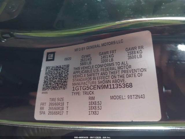 GMC Canyon 2wd Short Box Elevation 2021 1GTG5CEN9M1135368 Image 9