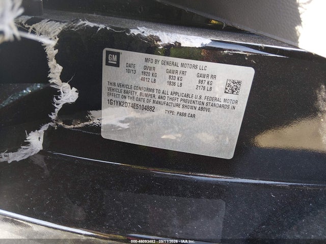 Aukcja sprzedaży 2014 Chevrolet Corvette Stingray Z51, vin: 1G1YK2D74E5104882, numer aukcji: 46093482