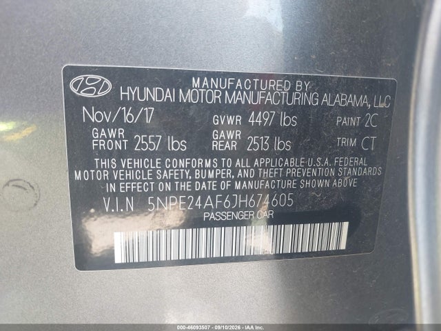 5NPE24AF6JH674605 Hyundai SONATA SE