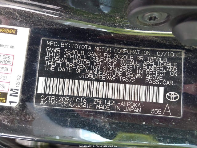 Aukcja sprzedaży 2010 Toyota Corolla Le, vin: JTDBU4EE9A9119672, numer aukcji: 46093528
