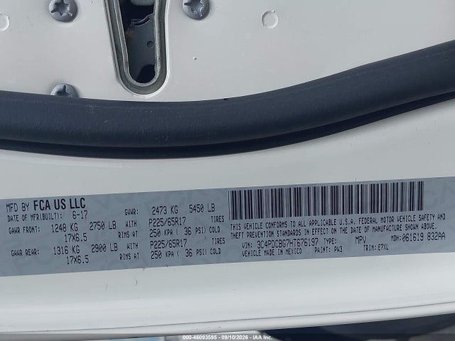 2017 Dodge Journey Sxt მანქანა იყიდება აუქციონზე, vin: 3C4PDCBG7HT676197, აუქციონის ნომერი: 46093595