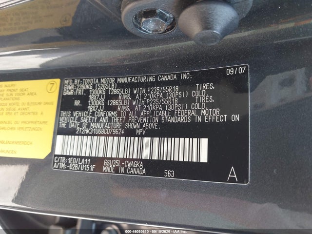 Aukcja sprzedaży 2008 Lexus Rx 350, vin: 2T2HK31U68C079624, numer aukcji: 46093610
