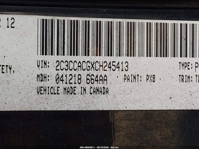 Aukcja sprzedaży 2012 Chrysler 300 Limited, vin: 2C3CCACGXCH245413, numer aukcji: 46093611