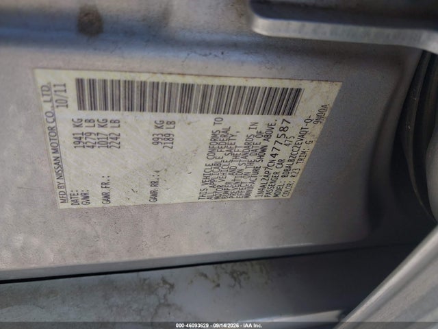 Aukcja sprzedaży 2012 Nissan Altima 2.5 S, vin: 1N4AL2AP7CN477587, numer aukcji: 46093629