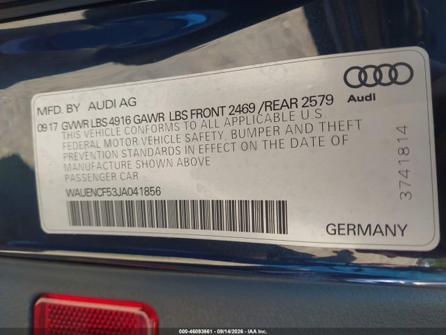 Продаж на аукціоні авто 2018 Audi A5 Sportback Premium Plus, vin: WAUENCF53JA041856, номер лоту: 46093661