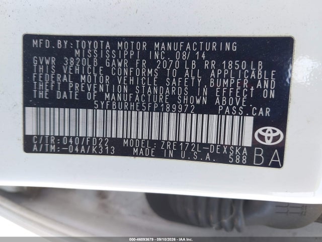 Toyota Corolla S Plus 2015 5YFBURHE5FP189972 Image 9